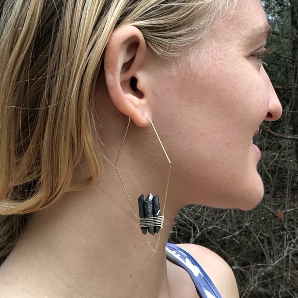 FP Mint Geode Threader Earrings in Grey! - Picture 2 of 5